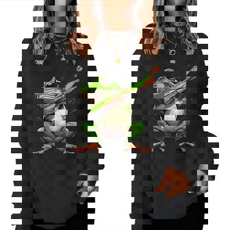 軽くたたくカエルの面白い動物のダンスギフト 男の子と女の子向け レディーススウェットシャツ - Kawaiitshirt