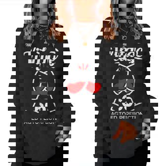 還暦祝い ワイン好き 酒好き 父 母 男性 女性 60歳お祝いintage Aged To Perfection レディーススウェットシャツ - Kawaiitshirt