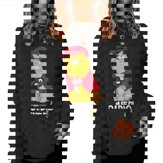 還暦祝い 猫 ねこ ちゃんちゃんこ 男性 女性 猫好き 還暦 お祝い 60歳 かわいい おもしろ オレンジ猫 レディーススウェットシャツ - Kawaiitshirt