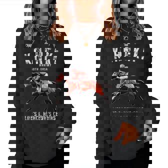 還暦祝い 競馬好き うま 馬好き 父 母 男性 女性 60歳お祝い Life's Race Always Chase レディーススウェットシャツ - Kawaiitshirt