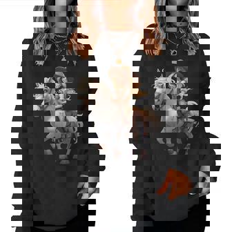 馬 女の子 西洋 乗馬 ポニー 水彩 馬 レディーススウェットシャツ - Kawaiitshirt