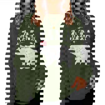 Mama Bear Xmas Buffalo Plaid Lights Matching Family Pajama レディーススウェットシャツ - Kawaiitshirt