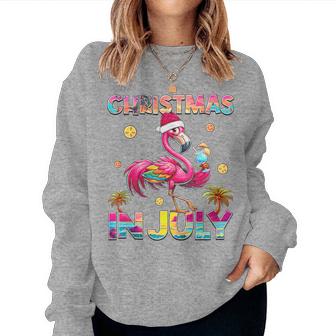 Christmas In July Flamingo Beach Summer Hawaii Girls Womens Women Sweatshirt - Monsterry