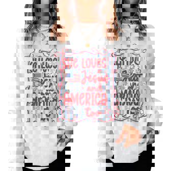 4Th Of July She Loves Jesus And America Too Christian Women Women Sweatshirt | Mazezy