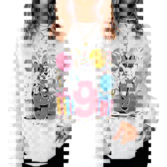 9歳の誕生日 男の子 女の子 9歳 9歳 ボストンテリア 長袖tシャツ レディーススウェットシャツ - Kawaiitshirt