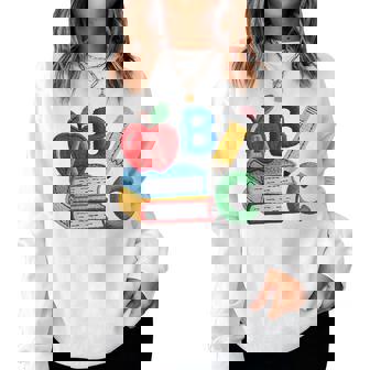 Alphabet Preschool Teacher Back To School Women Sweatshirt - Monsterry