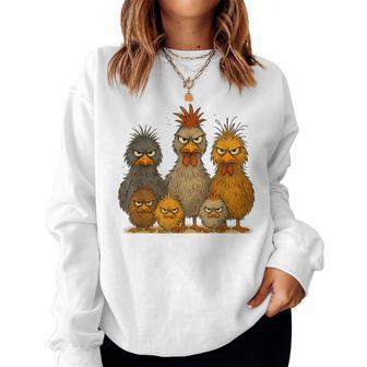 Angry Eagerlys Colorful Chicken Art Crazy Chicken Family Women Sweatshirt - Thegiftio UK