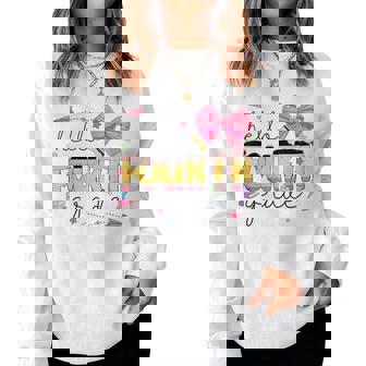 Back To School Hello Fourth Grade Teacher Coquette Bow Women Sweatshirt - Thegiftio