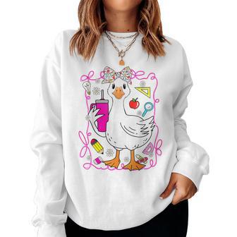 Back To School Silly Goose Coquette First Day Of School Girl Women Sweatshirt - Thegiftio UK