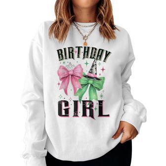 Birthday Girl Birthday Witch Pink And Green Decoration Women Sweatshirt - Thegiftio UK
