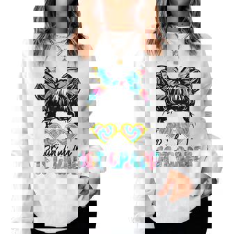 Bruh Im In 1St Grade Messy Bun First Day Of School Girls Women Sweatshirt | Mazezy