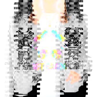 Bruh Im In 1St Grade Messy Bun Girls First Day Of School Women Sweatshirt - Thegiftio