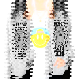 Bruh I'm Ten 10 10Th Birthday Groovy Boys Girls 10 Years Old Women Sweatshirt - Thegiftio