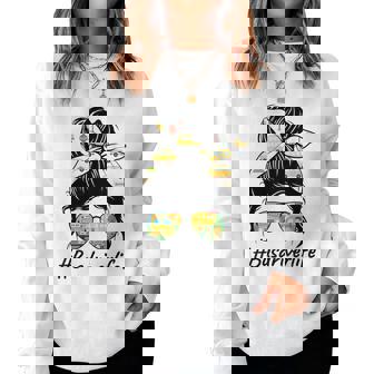 Bus Driver Life Messy Bun Back To School Bus Driver Womens Women Sweatshirt - Thegiftio