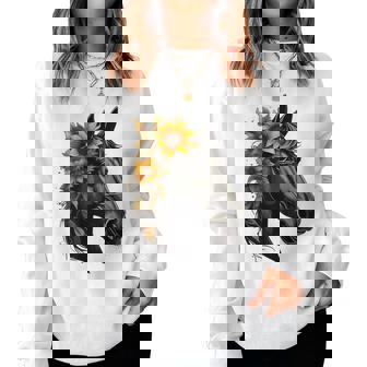 Caballo Girasol Patrón Floralerano Es Niña Caballo Sudadera Mujer - Regaloses