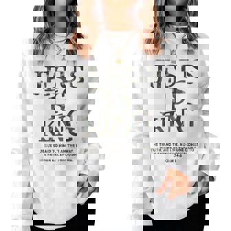 Camo Jesus Is King White Christian Youth God Son Brother Women Sweatshirt - Thegiftio