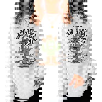 Can't Touch This Cactus Cowboy ウエスタンカートゥーン ユーモア レディーススウェットシャツ - Kawaiitshirt