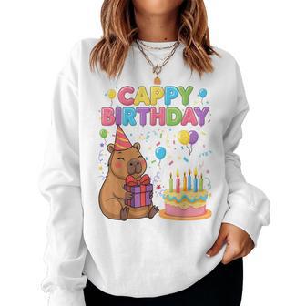 Capybara Lovers Cappy Birthday Girl Boy Happy Birthday Party Women Sweatshirt - Thegiftio UK