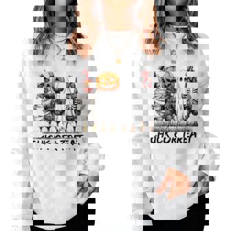 Chick Or Treat Halloween Pumpkin Ghost Spooky Chicken Women Sweatshirt - Monsterry