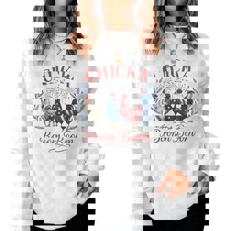 Chicka Boom Boom Patriotic Chicken 4Th Of July Usa Women Sweatshirt - Thegiftio