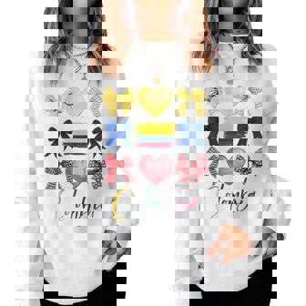 Colombia Hispanic Heritage Month Bow Colombian Flag Girls Women Sweatshirt | Seseable CA