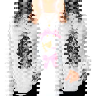 Coquette Bow Coonhound Dog Mom ピンクリボンガール レディーススウェットシャツ - Kawaiitshirt