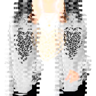 Cute Animal Pattern Leopard Print Heart Girls Women Sweatshirt - Seseable