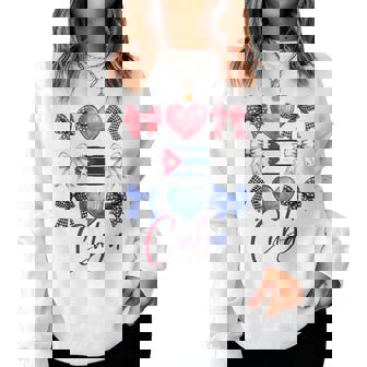 Cute Cuba Hispanic Heritage Month Bow Cuban Flag Girls Women Women Sweatshirt - Monsterry