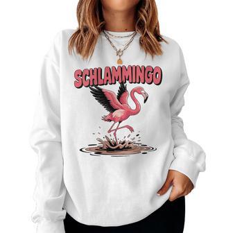 Damenchlammingo Wortspiel Flamingo Im Matsch Alspaßogel Mit-Ausschnitt Sweatshirt Frauen - Geschenkecke
