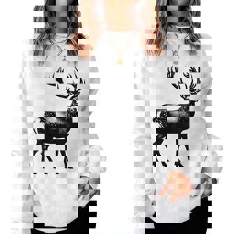 Deer Dad Mom Lover モノクロ 鹿 レディーススウェットシャツ - Kawaiitshirt