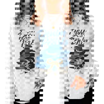 Denim And Pearls Outfit Western Cowgirl Rodeo Fashion Women Sweatshirt - Thegiftio