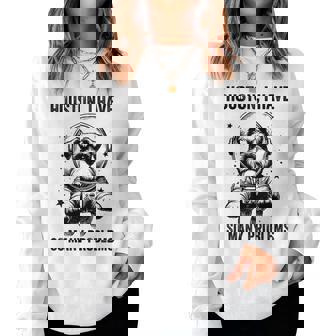 Dog Dad Mompace ヒューストン問題ミニチュアシュナウザー レディーススウェットシャツ - Kawaiitshirt