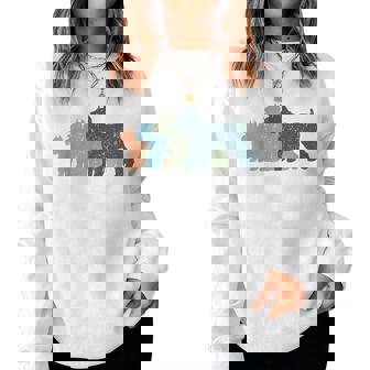 Dog Mom & Dad シルエット ヴィンテージ シュナウザー レディーススウェットシャツ - Kawaiitshirt