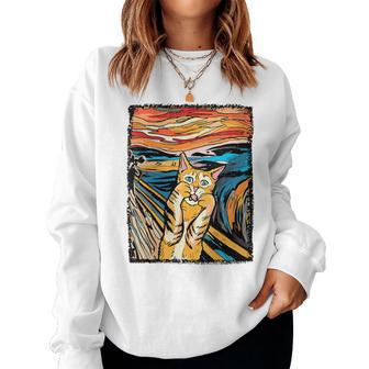 El Gato Grito Gato Divertido Arte Parodia Cuello Sudadera Mujer - Regaloses