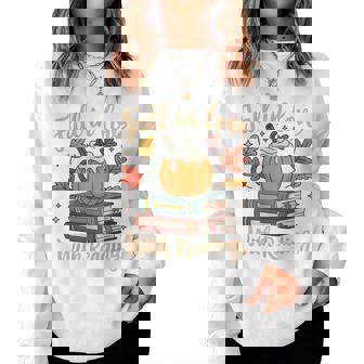 Fall In Love With Reading Autumn Librarian Cute Book Lover Women Sweatshirt - Thegiftio