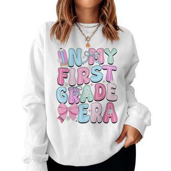 In My First 1St Grade Era Teacher Girl Bow Back To School Women Sweatshirt - Thegiftio UK