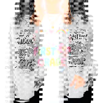 First Day Of First Grade Back To School Teacher Girls Women Sweatshirt | Mazezy