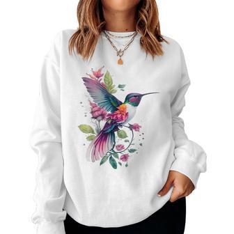 Floral Humming Bird Flowers Tie Dye Hummingbird Women Sweatshirt - Thegiftio UK