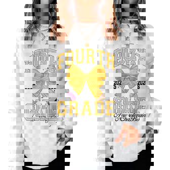 Fourth Grade Back To School First Day Pencil Bow 2025 Girls Women Sweatshirt | Mazezy