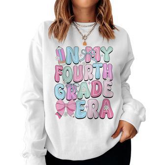 In My Fourth Grade Era Teacher Girl Bow Back To School Women Sweatshirt - Thegiftio UK
