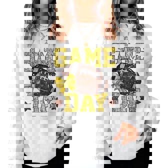 Game Day Touchdown Football Mom Girls Go Cheer Gold Yellow Women Sweatshirt | Mazezy