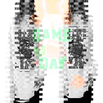 Game Day Touchdown Football Mom Girls Go Cheer Green Women Sweatshirt | Mazezy