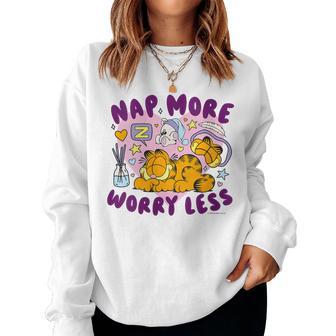 Garfiled El Gato Duerme Más Ye Preocupa Menos Cuello Sudadera Mujer - Regaloses