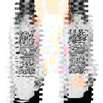 Girl Back To School Hello Third 3Rd Grade Teacher Women Sweatshirt | Mazezy