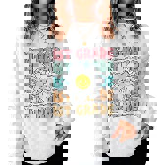 Groovy 1St Grade Back To School First Day Of First Grade Women Sweatshirt | Mazezy