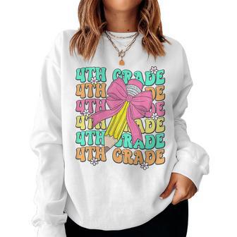 Groovy 4Th Grade Back To School First Day Of Fourth Grade Women Sweatshirt - Thegiftio UK