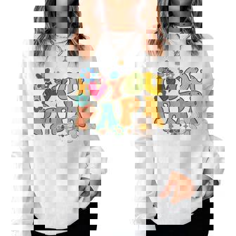 Groovy 父の日 I Love You Papa フラワー ヒッピー レディーススウェットシャツ - Kawaiitshirt