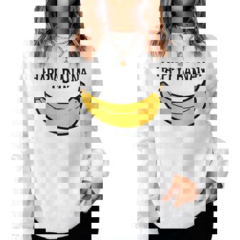 Happy Banana ファニーバナナラブ フルーツバナナ スマイリーフェイス レディーススウェットシャツ - Kawaiitshirt