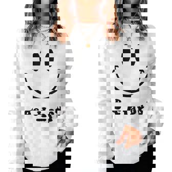 Be Happy Groovy スマイルフェイス かわいい ハッピーピース スマイルフェイス レディーススウェットシャツ - Kawaiitshirt