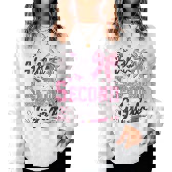 Hello Second Grade First Day Of School Coquette Teacher Girl Women Sweatshirt - Thegiftio